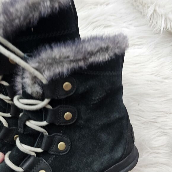 Sorel Explorer Joan Winter Boot Black Lightweight Waterproof Suede Womens Sz 8 - Picture 5 of 6
